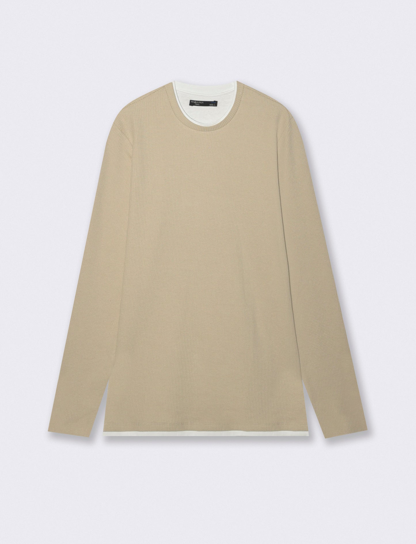 MAGLIA GIROCOLLO STRUTTURA WAFFEL - Beige