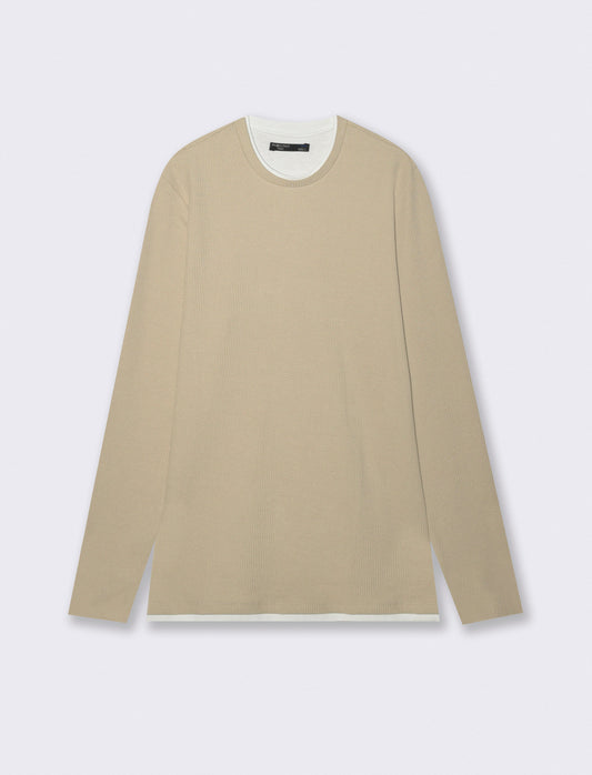 MAGLIA GIROCOLLO STRUTTURA WAFFEL - Beige