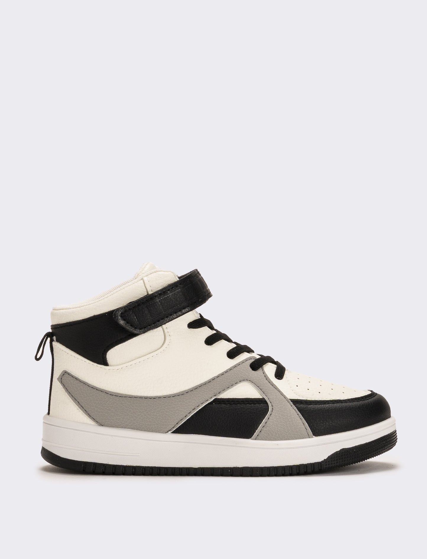 Sneakers a colllo alto con strappo da bambino - Bianco