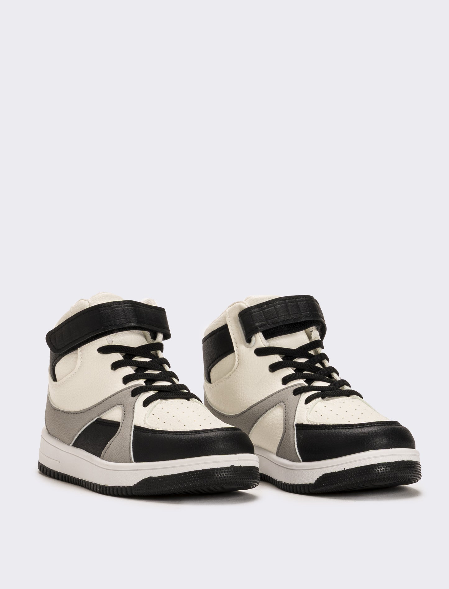 Sneakers a colllo alto con strappo da bambino - Bianco