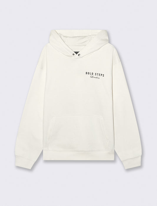 FELPA CON CAPPUCCIO E STAMPE - Bianco