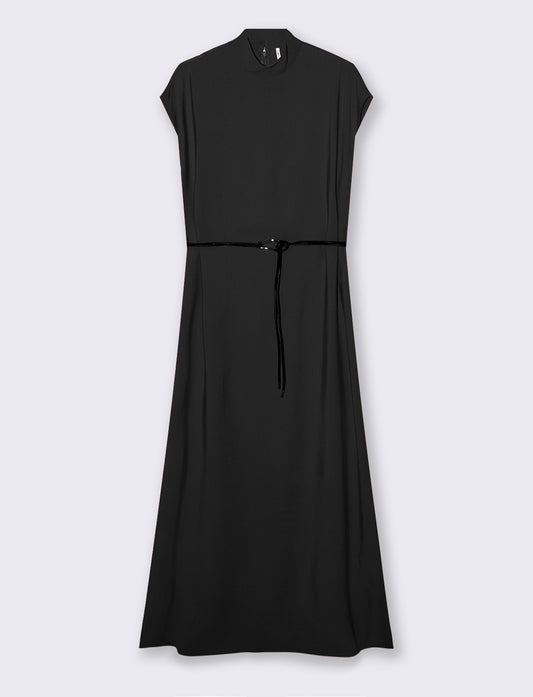 Vestito lungo con collo alto - Nero