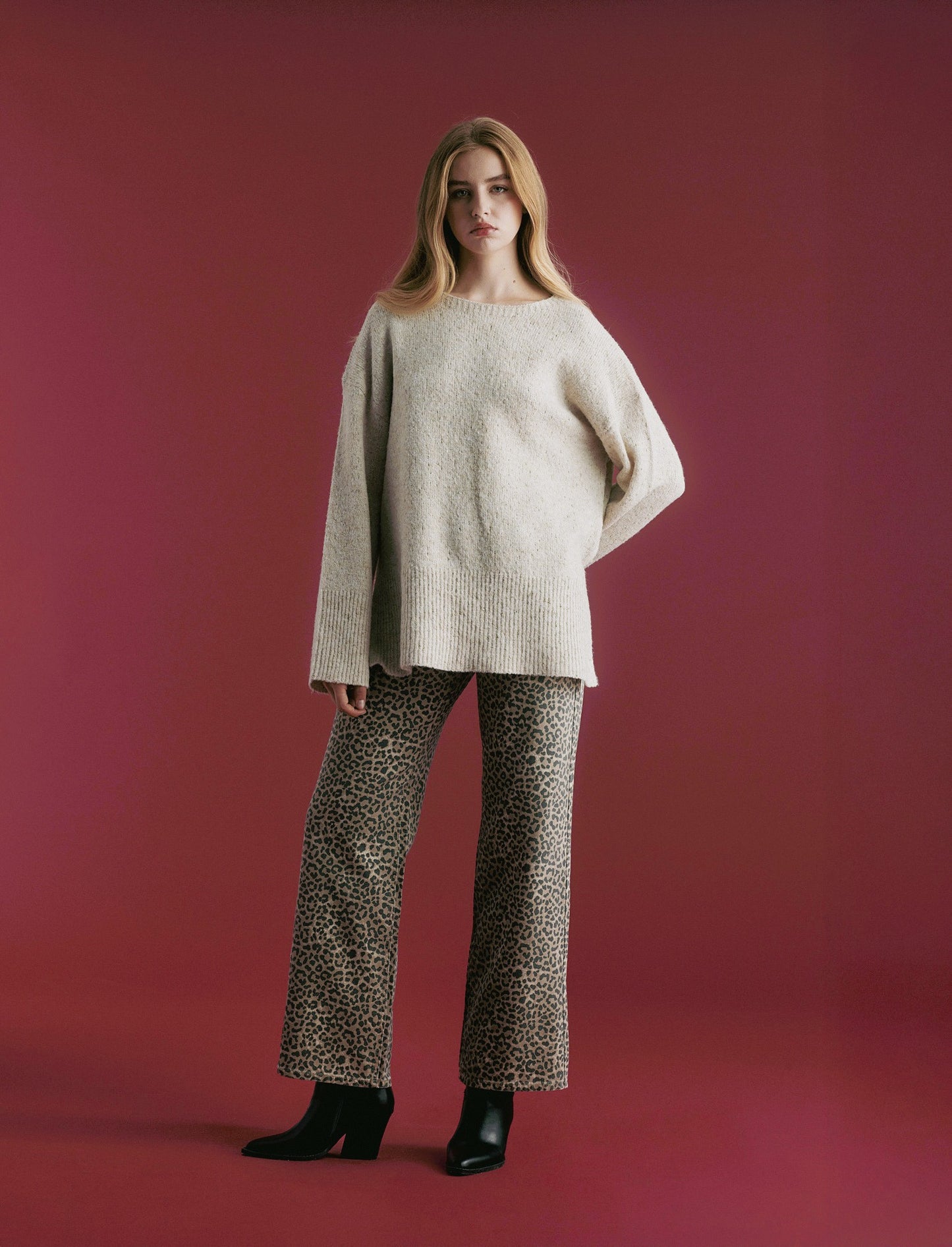 PULLOVER CON TESSUTO CON FIBRA METTALLIZATA - Avorio