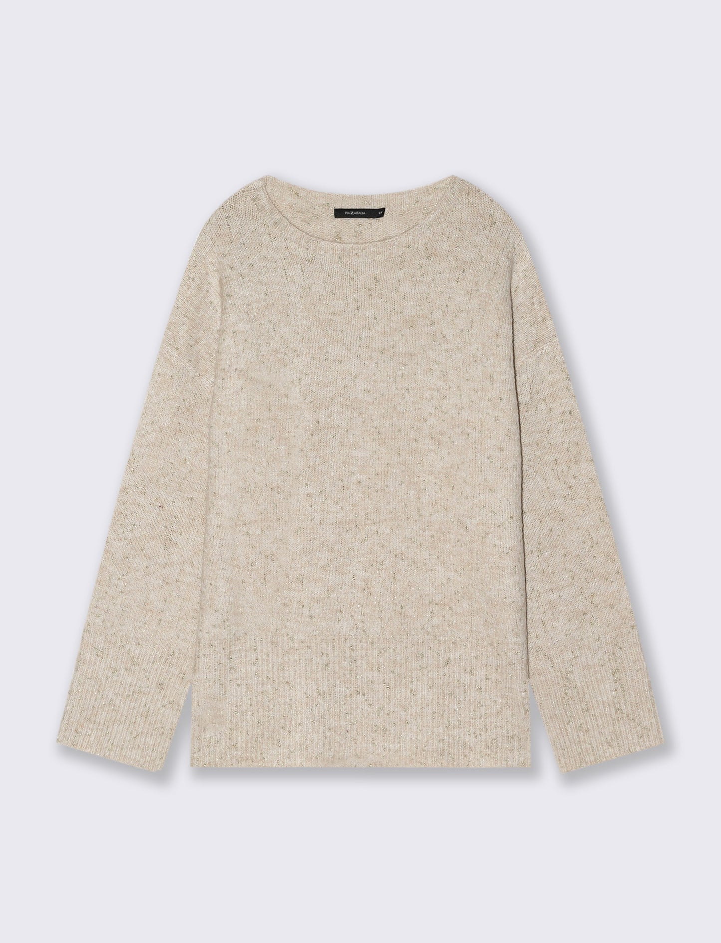 PULLOVER CON TESSUTO CON FIBRA METTALLIZATA - Avorio
