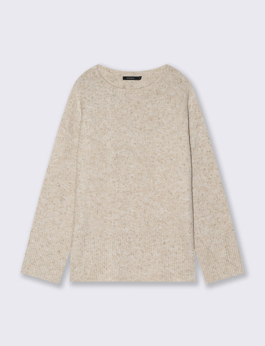 PULLOVER CON TESSUTO CON FIBRA METTALLIZATA - Avorio