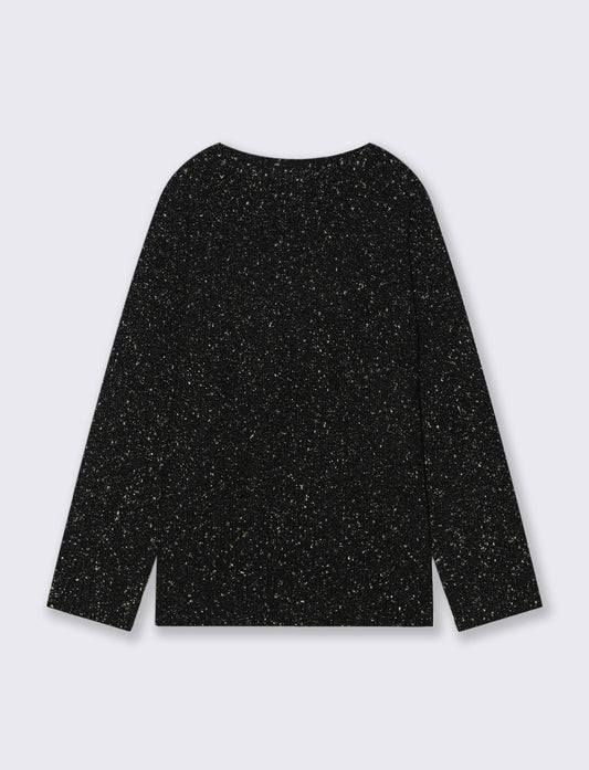 PULLOVER CON TESSUTO CON FIBRA METTALLIZATA - Nero