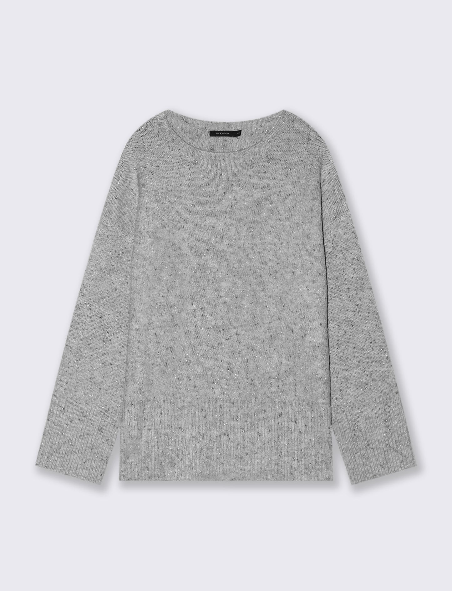 PULLOVER CON TESSUTO CON FIBRA METTALLIZATA - Grigio mel.