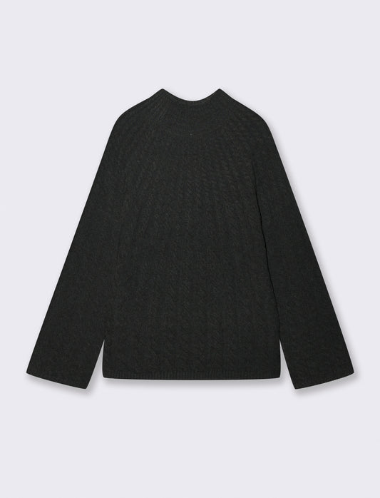 MAXIPULLOVER A TRECCE - Grigio scuro