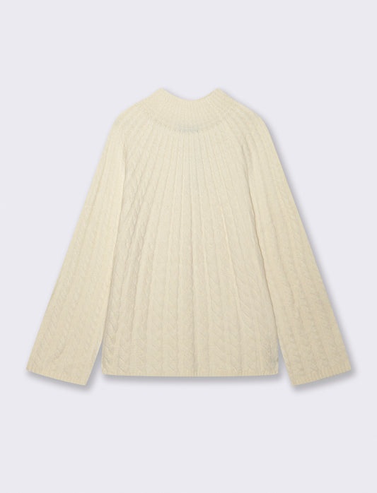 MAXIPULLOVER A TRECCE - Avorio