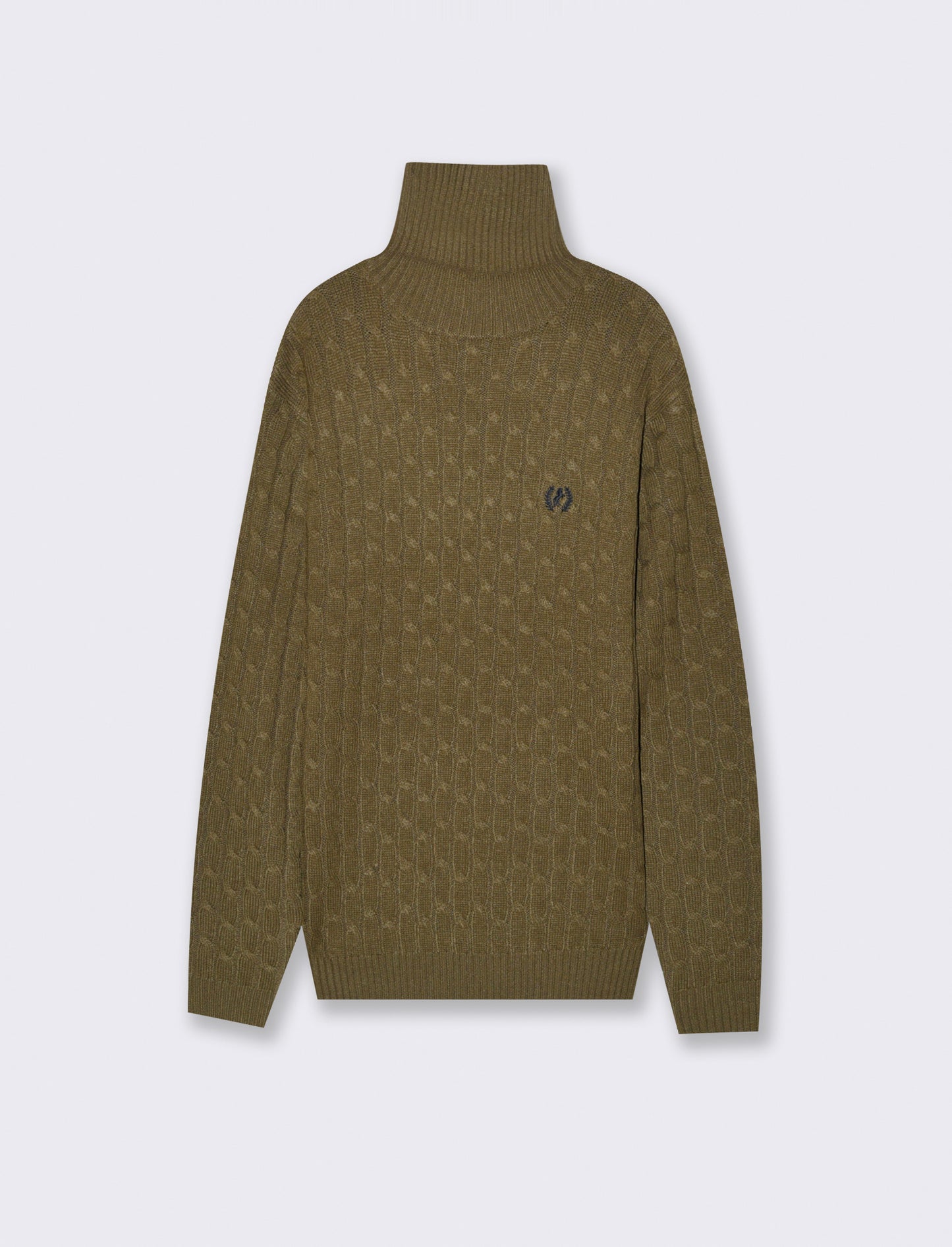 MAGLIA COLLO ALTO A TRECCE - Grigio fango