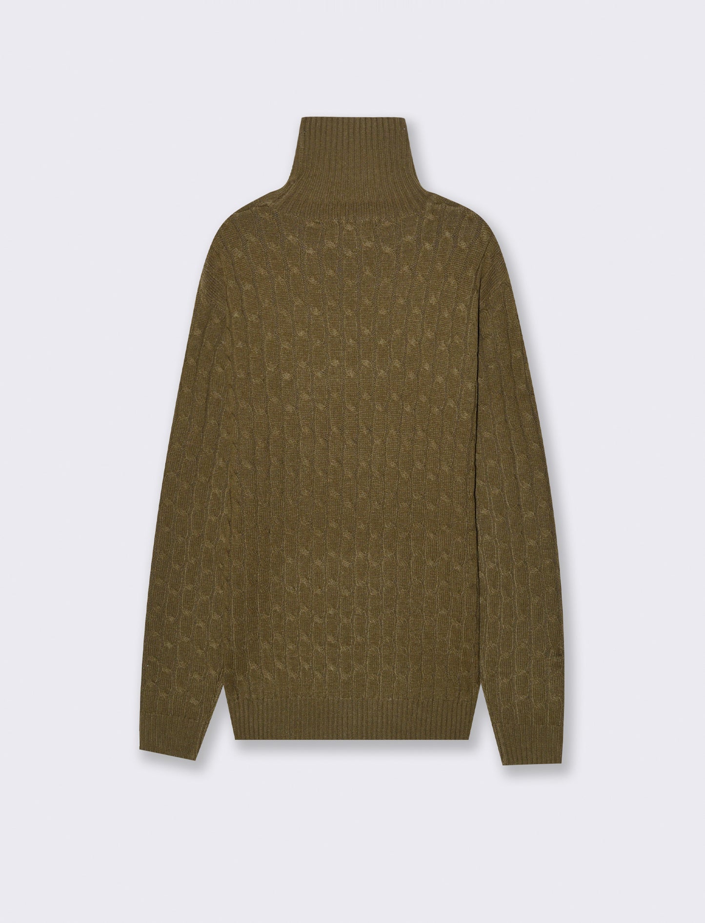 MAGLIA COLLO ALTO A TRECCE - Grigio fango