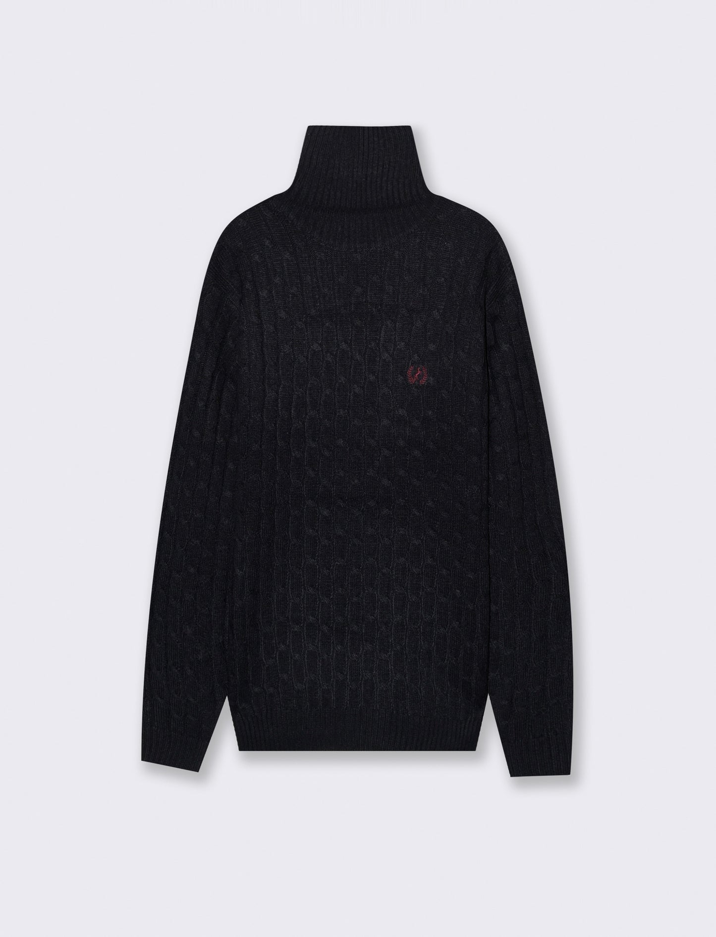 MAGLIA COLLO ALTO A TRECCE - Blu