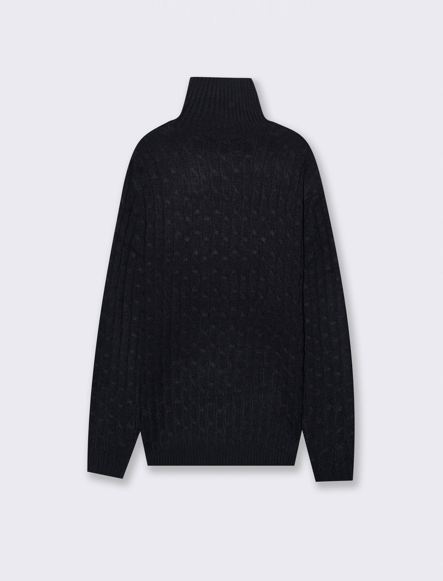 MAGLIA COLLO ALTO A TRECCE - Blu