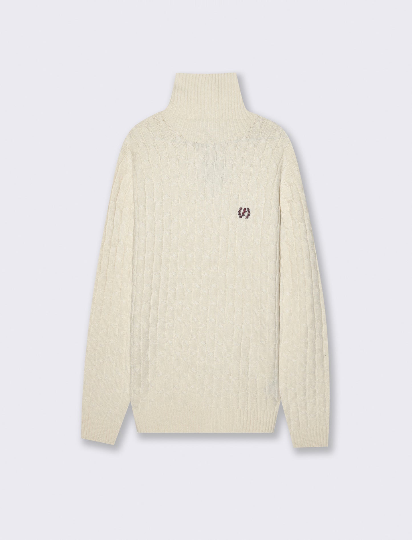 MAGLIA COLLO ALTO A TRECCE - Beige ecru
