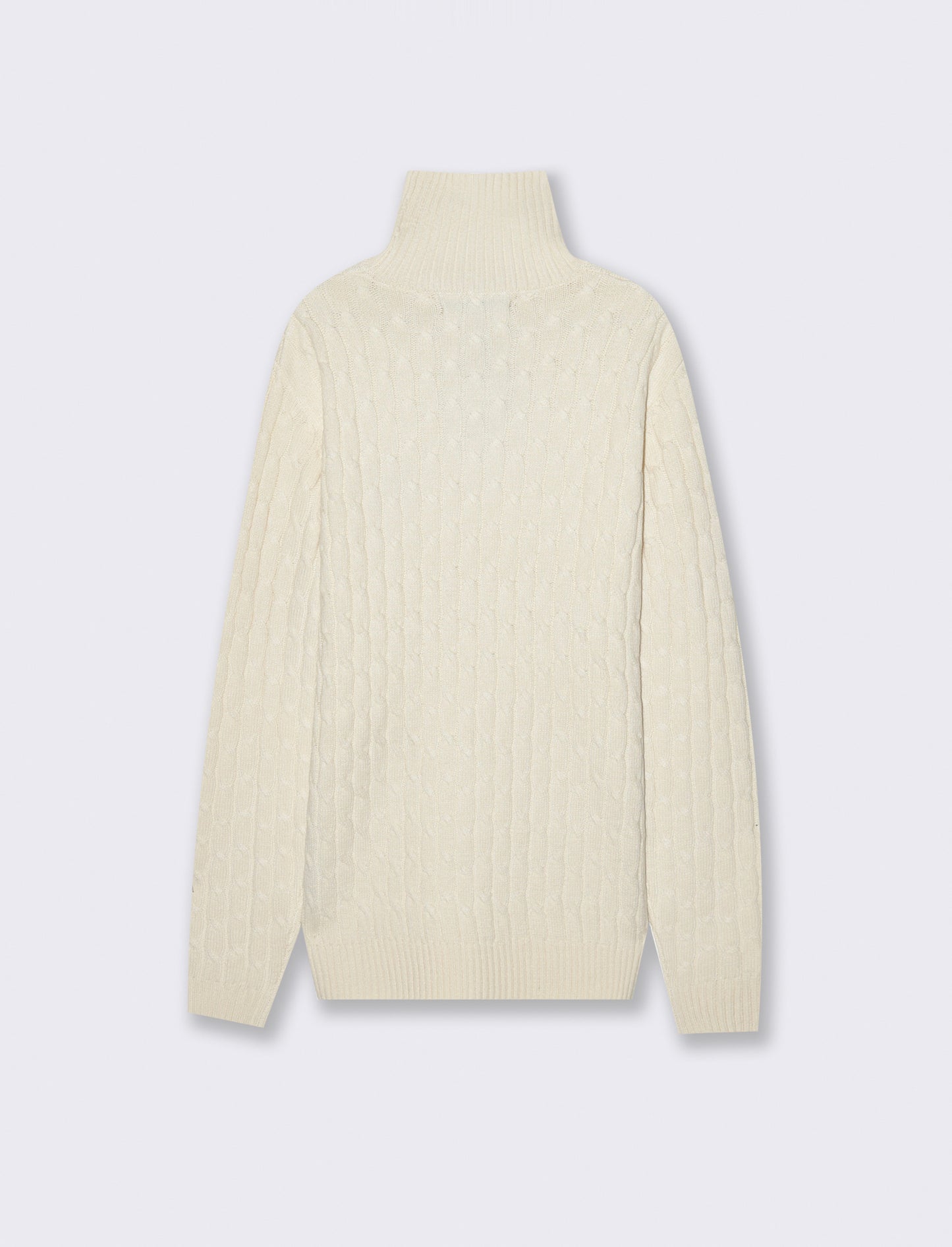 MAGLIA COLLO ALTO A TRECCE - Beige ecru