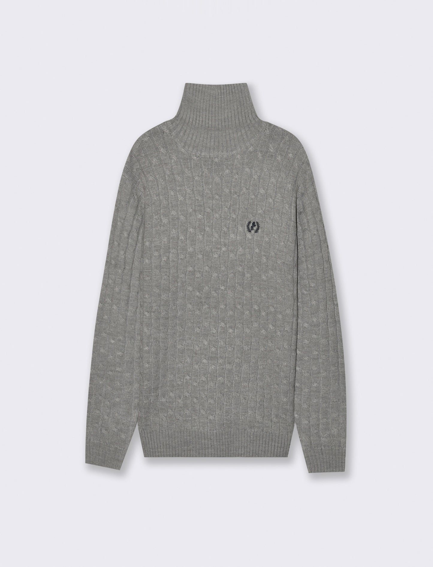 MAGLIA COLLO ALTO A TRECCE - Grigio mel.