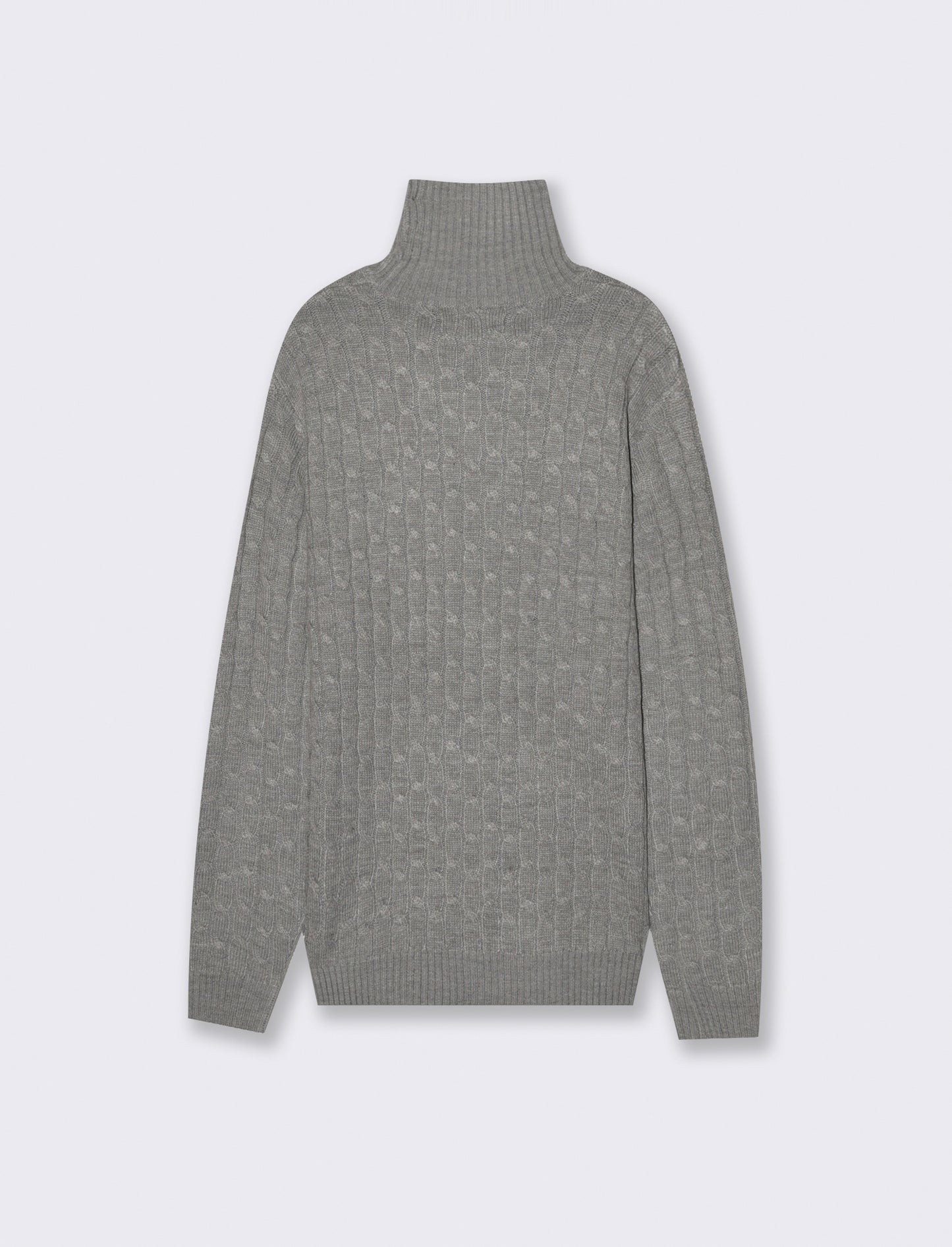 MAGLIA COLLO ALTO A TRECCE - Grigio mel.