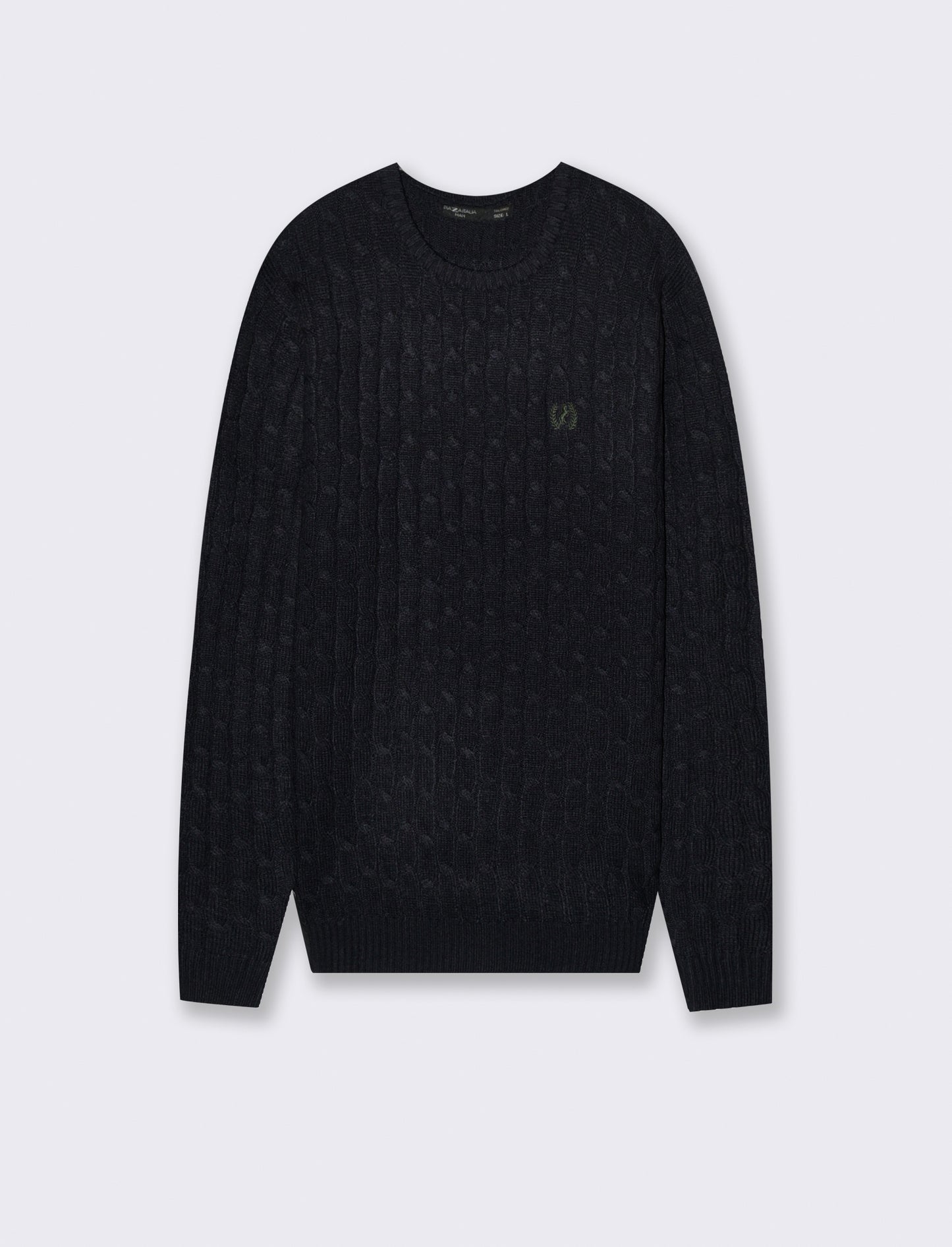 MAGLIA GIROCOLLO A TRECCE: - Blu