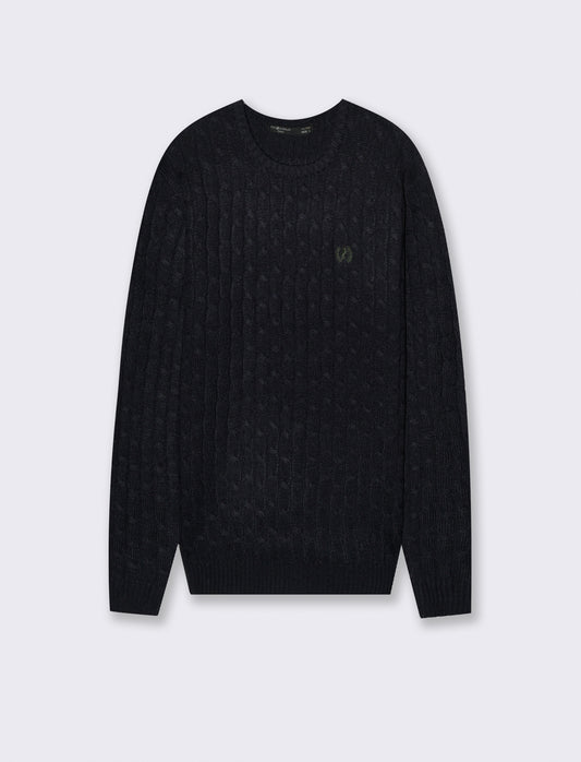 MAGLIA GIROCOLLO A TRECCE: - Blu