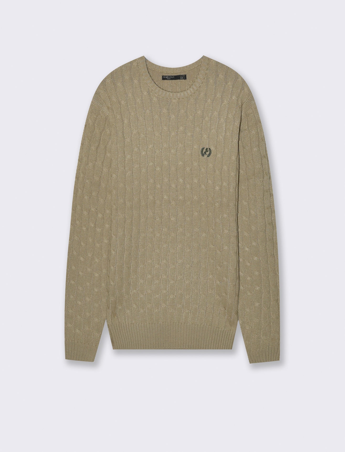 MAGLIA GIROCOLLO A TRECCE: - Beige