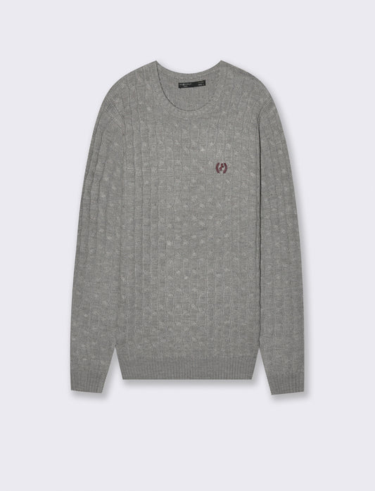 MAGLIA GIROCOLLO A TRECCE: - Grigio mel.