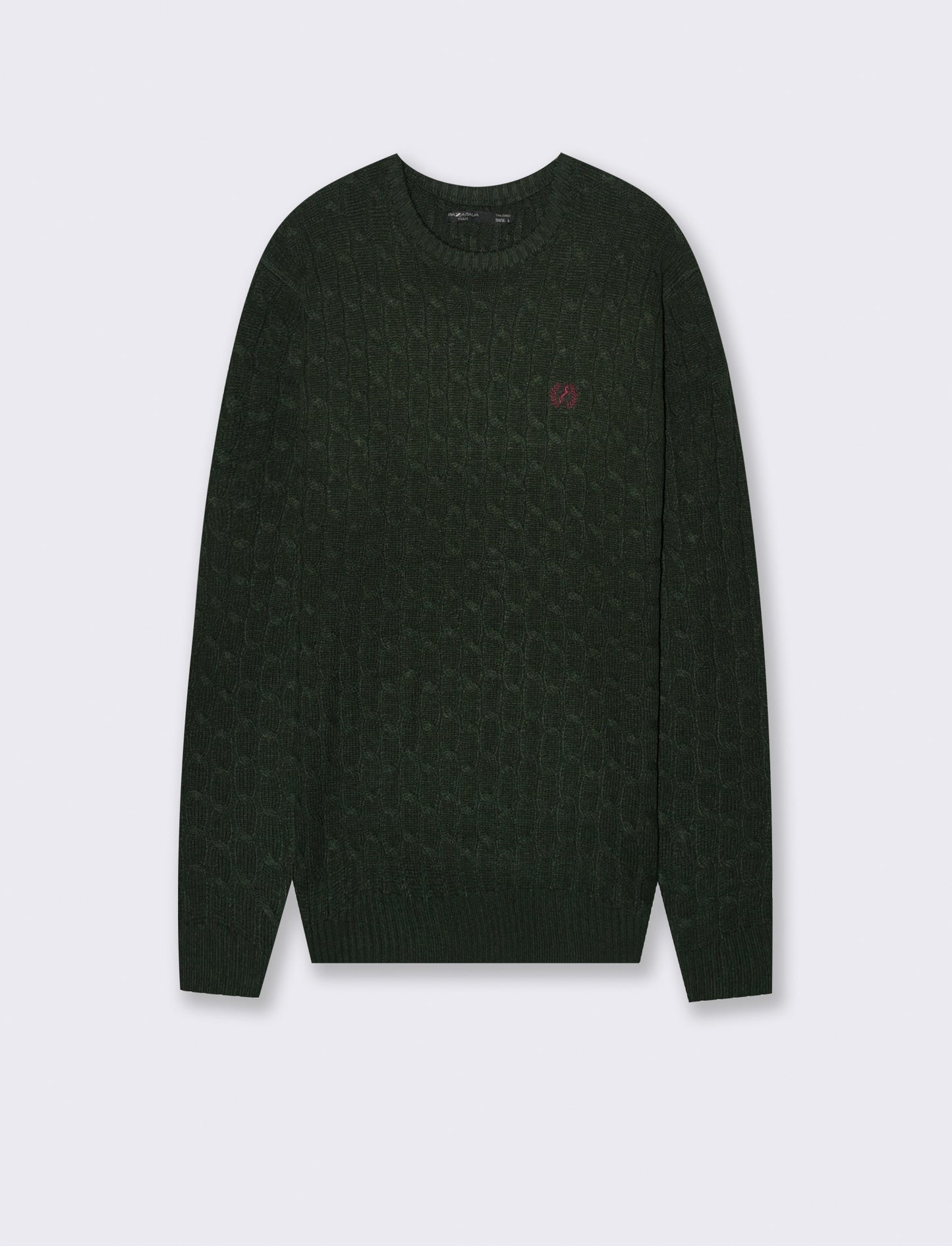 MAGLIA GIROCOLLO A TRECCE: - Verde scuro