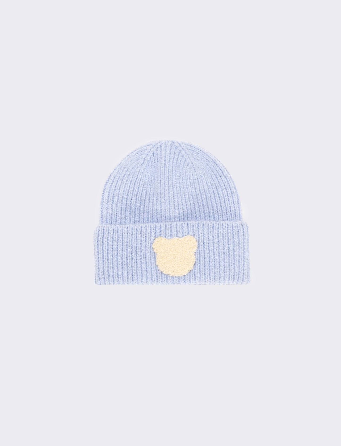 Cuffia neonato con risvolto e teddy - Blu chiaro