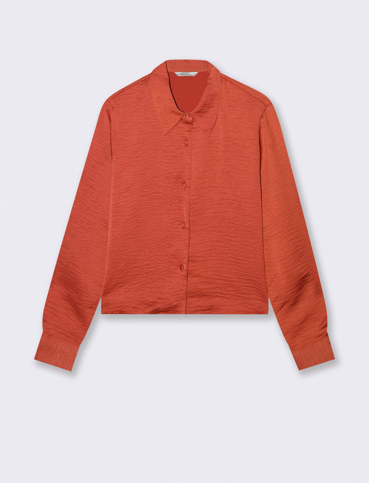 Long Sleeve Crop Shirt - Orange