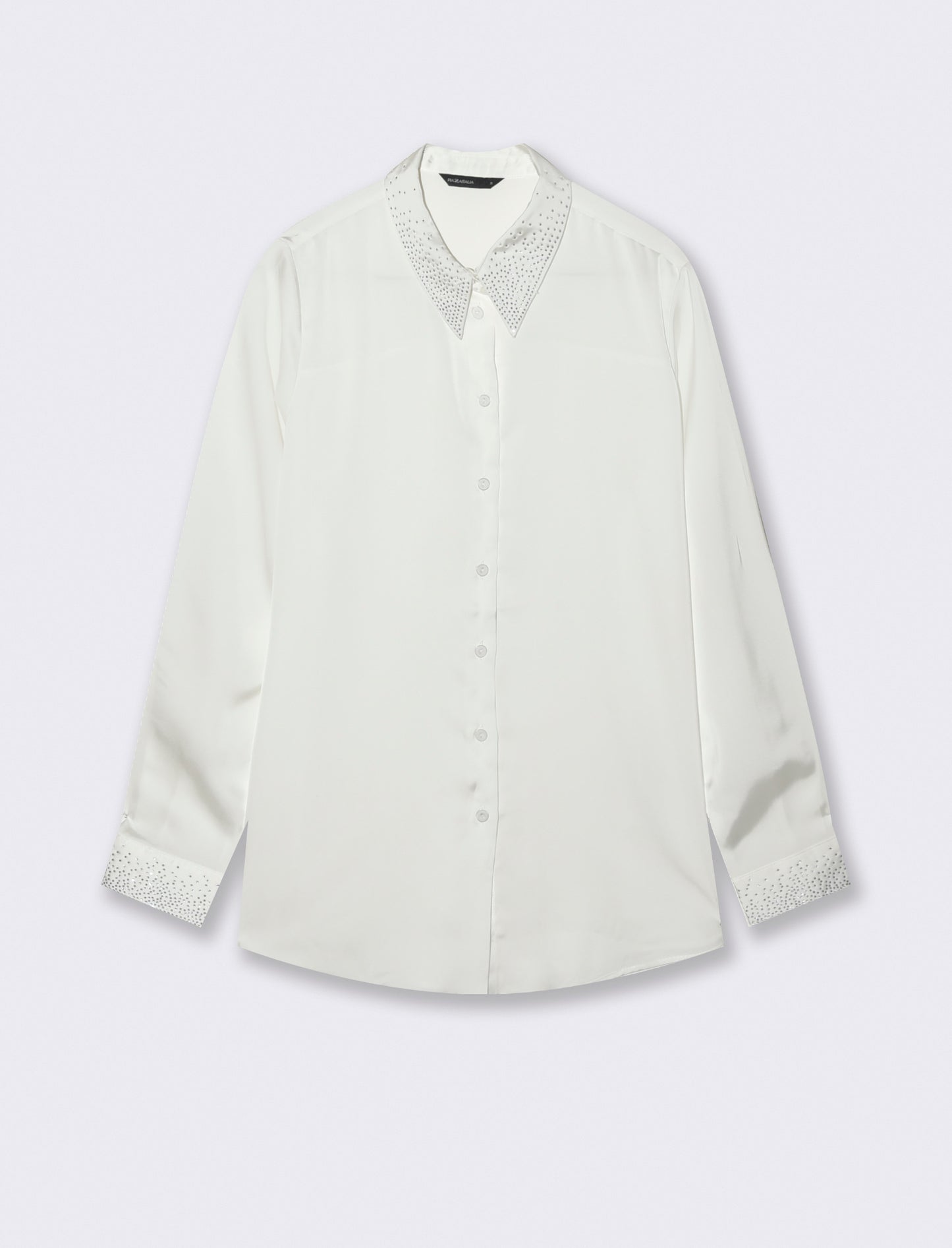CAMICIA IN SATIN CON STRASS - Bianco latte