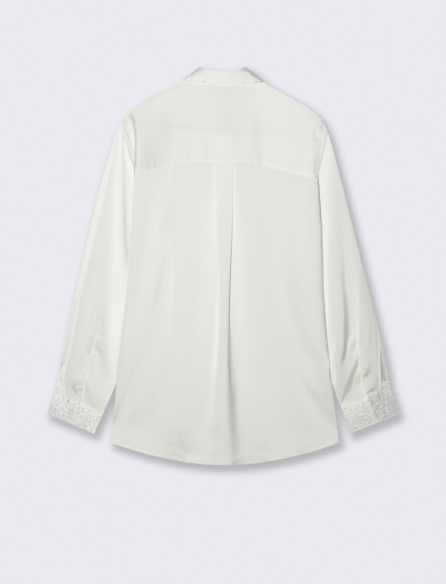 CAMICIA IN SATIN CON STRASS - Bianco latte