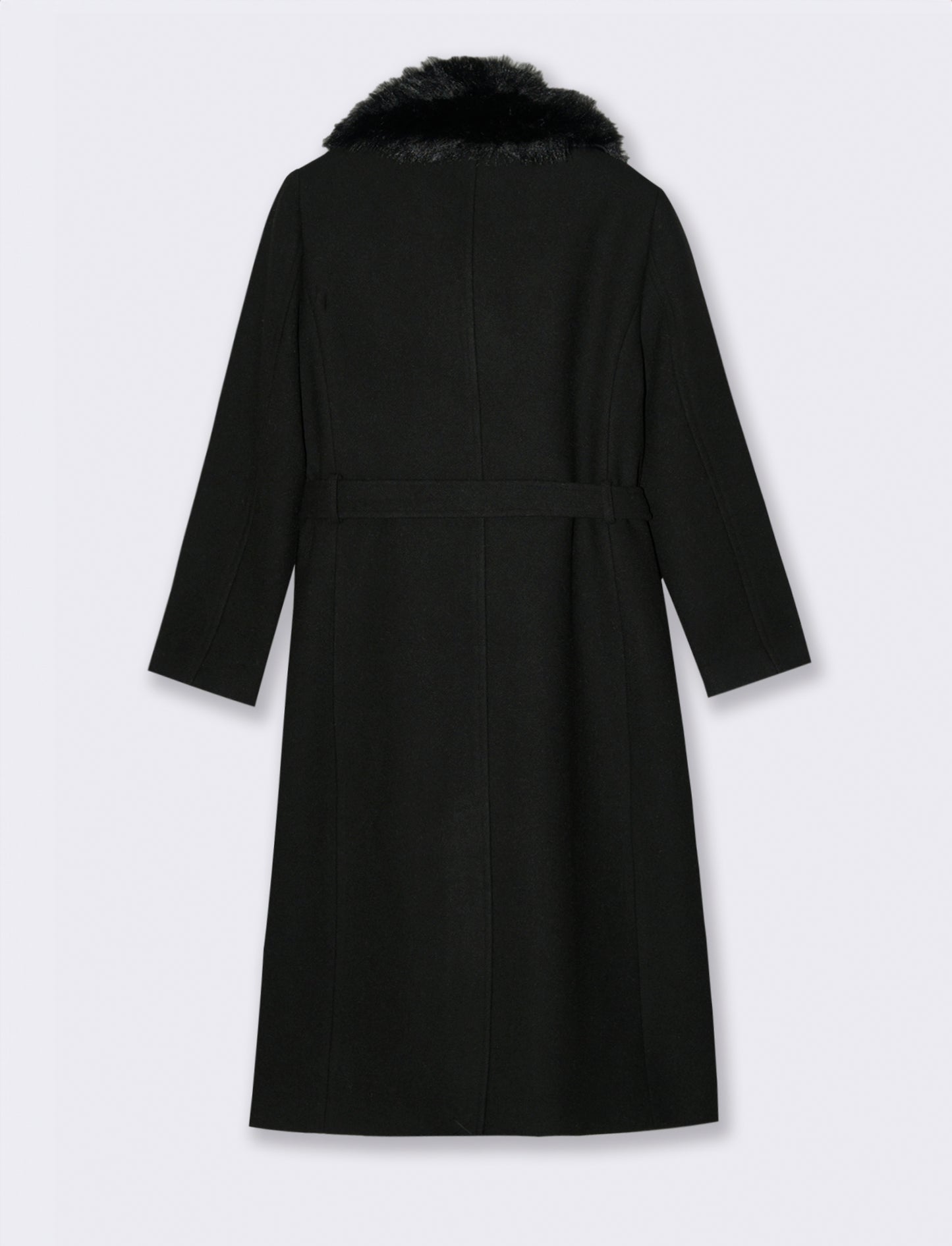 CAPPOTTO LUNGO CON COLLO IN FINTA PELLICCIA - Nero