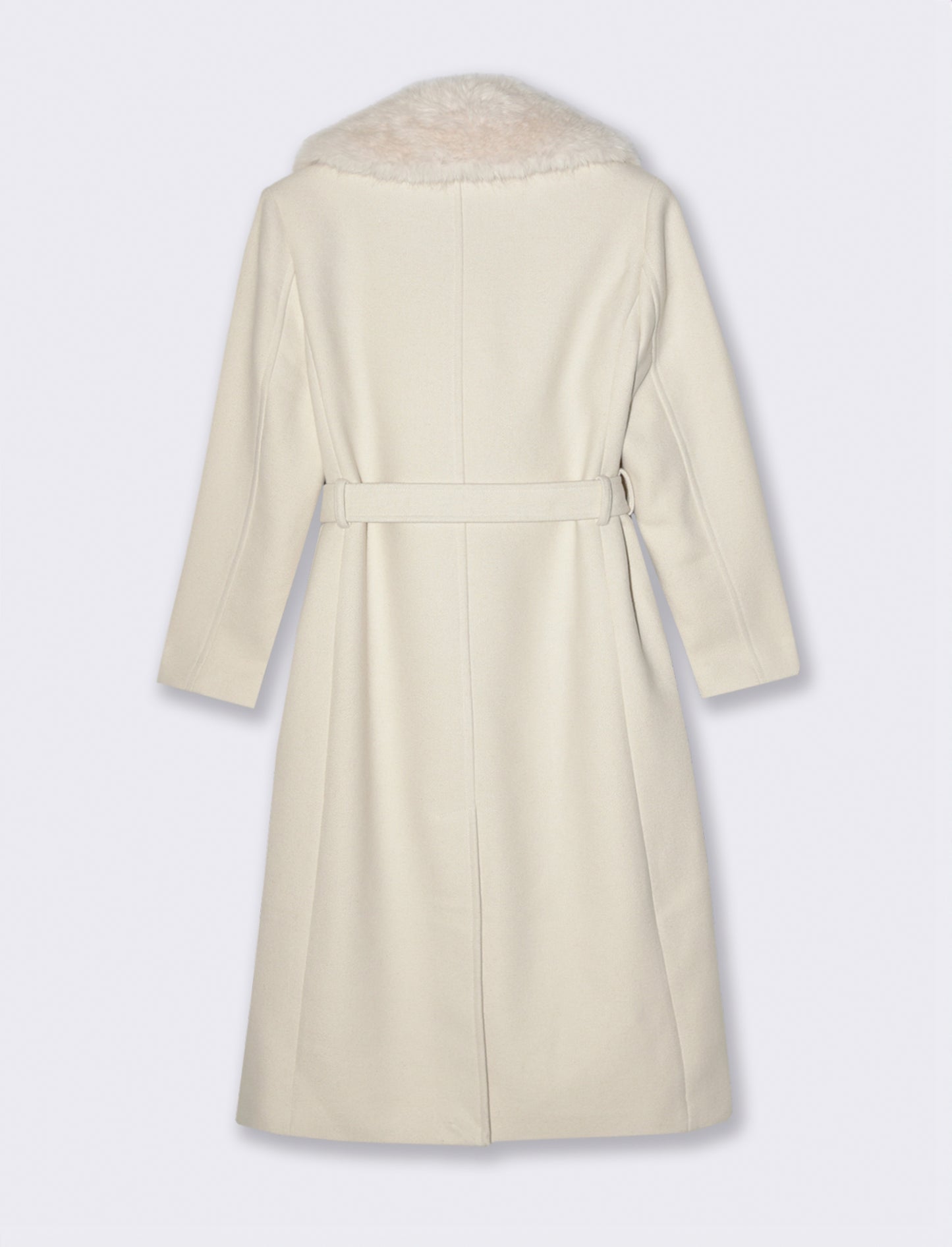 CAPPOTTO LUNGO CON COLLO IN FINTA PELLICCIA - Bianco gesso