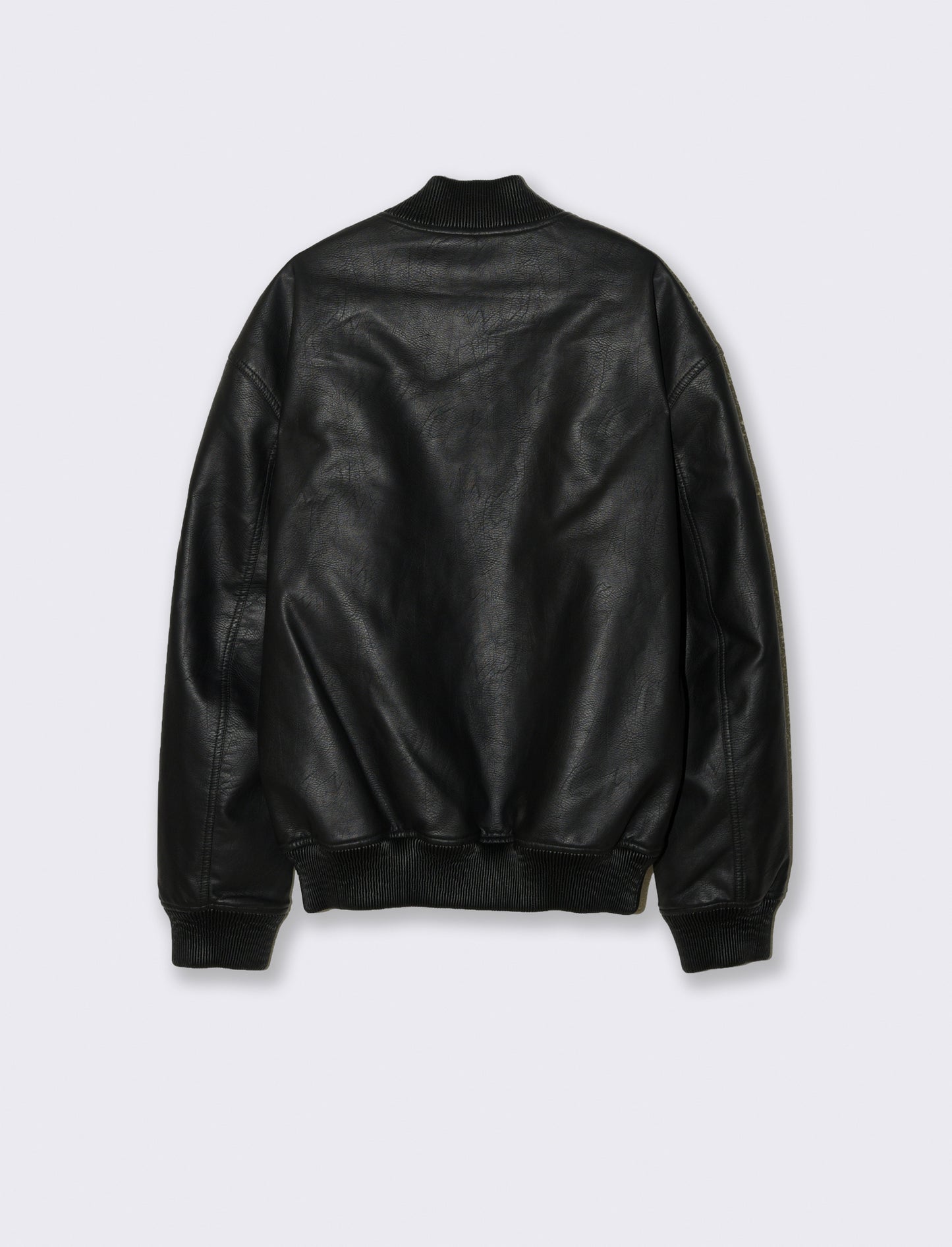 GIUBBOTTO BOMBER CON TAGLI EFFETTO PELLE - Nero