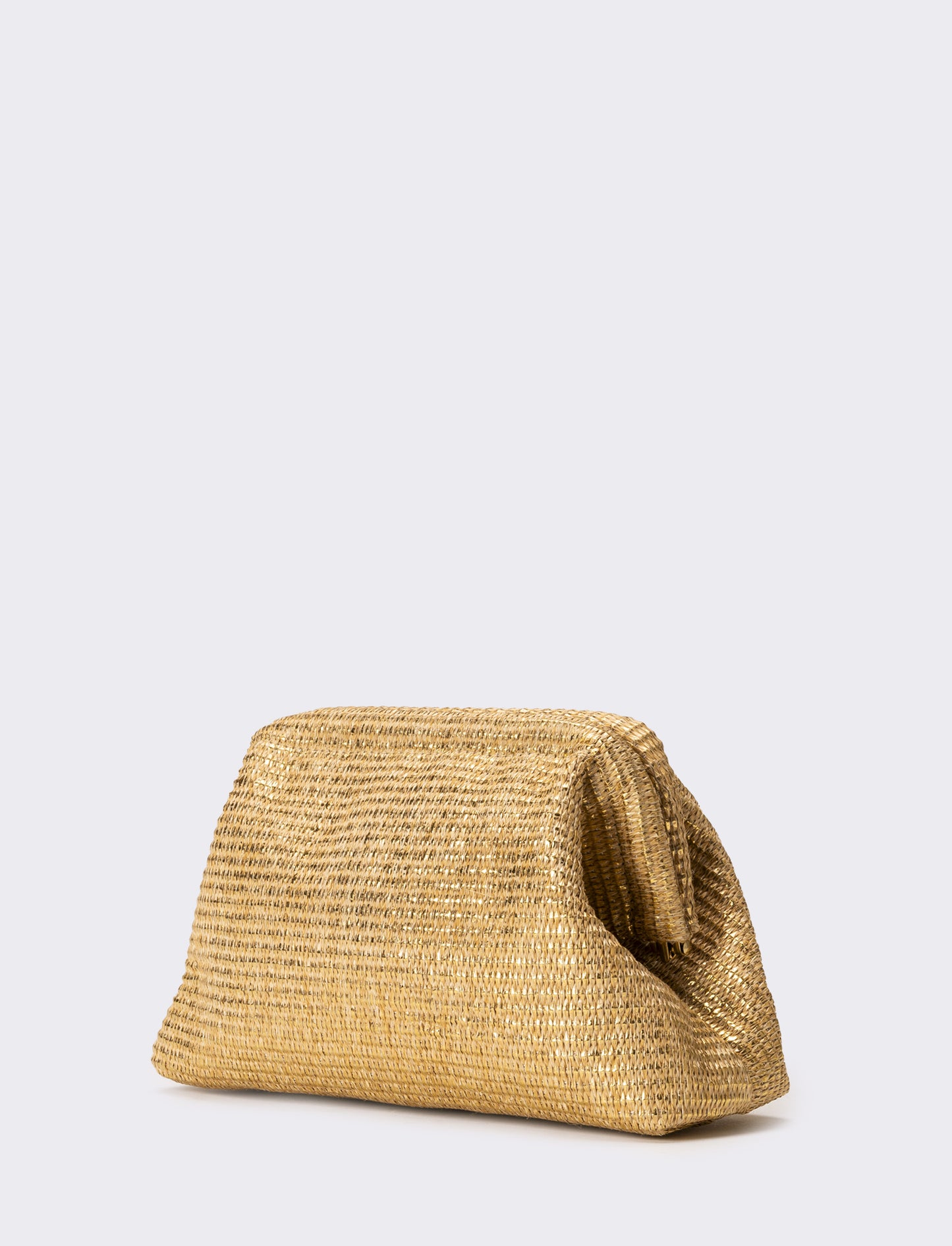 Pochette laminata donna con chiusura bacio - Oro