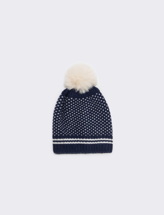 Cappello neonato con pon pon - Blu