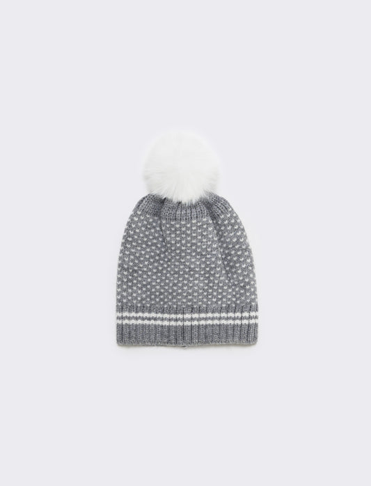 Cappello neonato con pon pon - Grigio