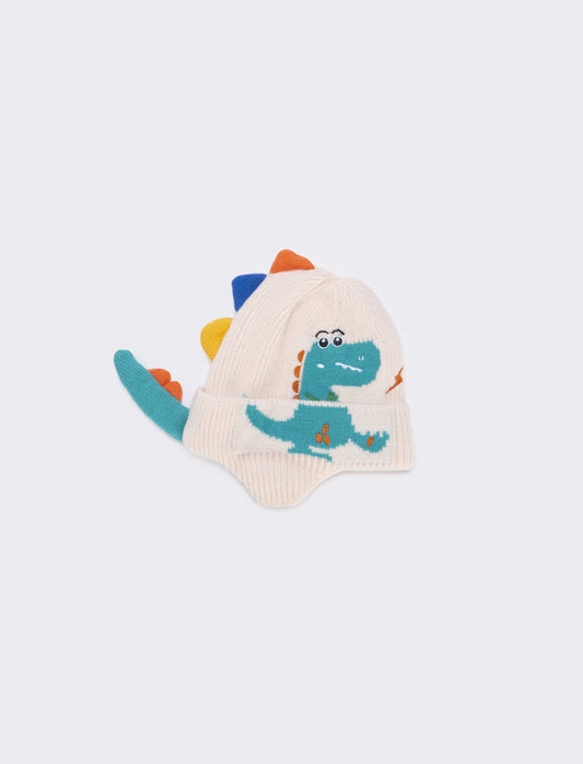 Cappello bambino modello peruviano con dinosauro - Grigio