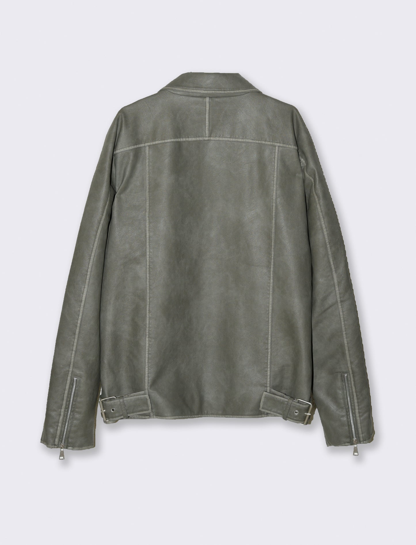 GIUBBOTTO BIKER CON COLLETTO EFFETTO PELLE - Verde salvia