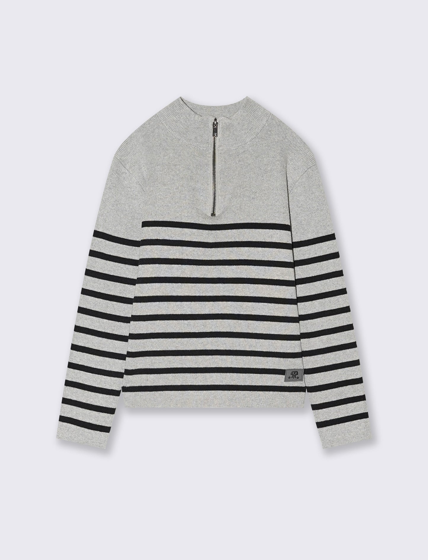 Maglia collo rigato - Grigio mel.