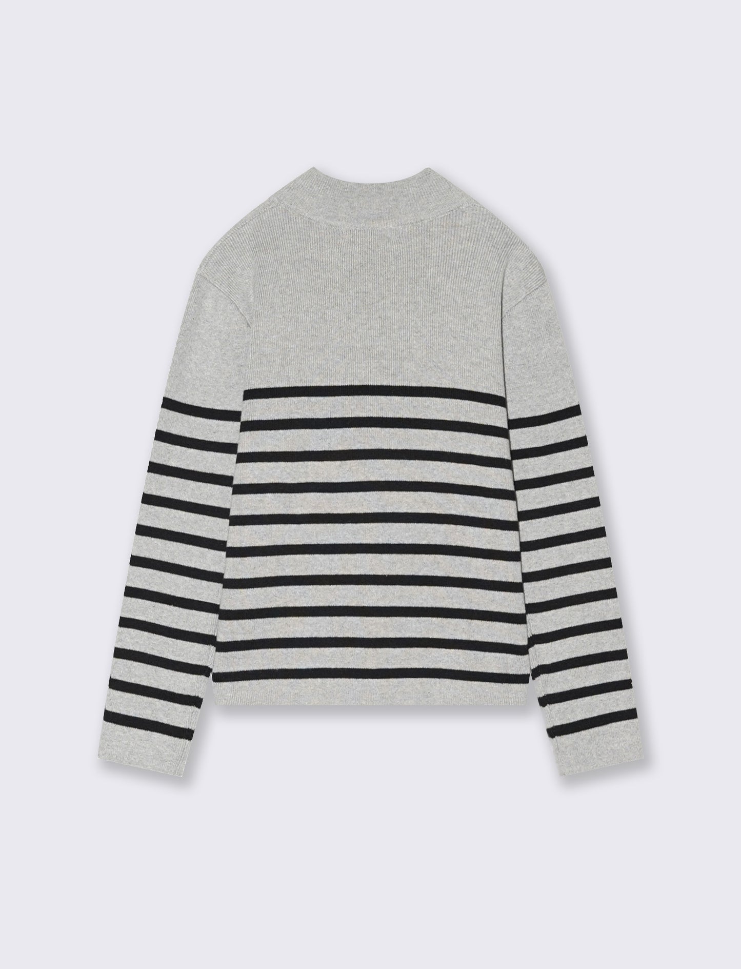 Maglia collo rigato - Grigio mel.