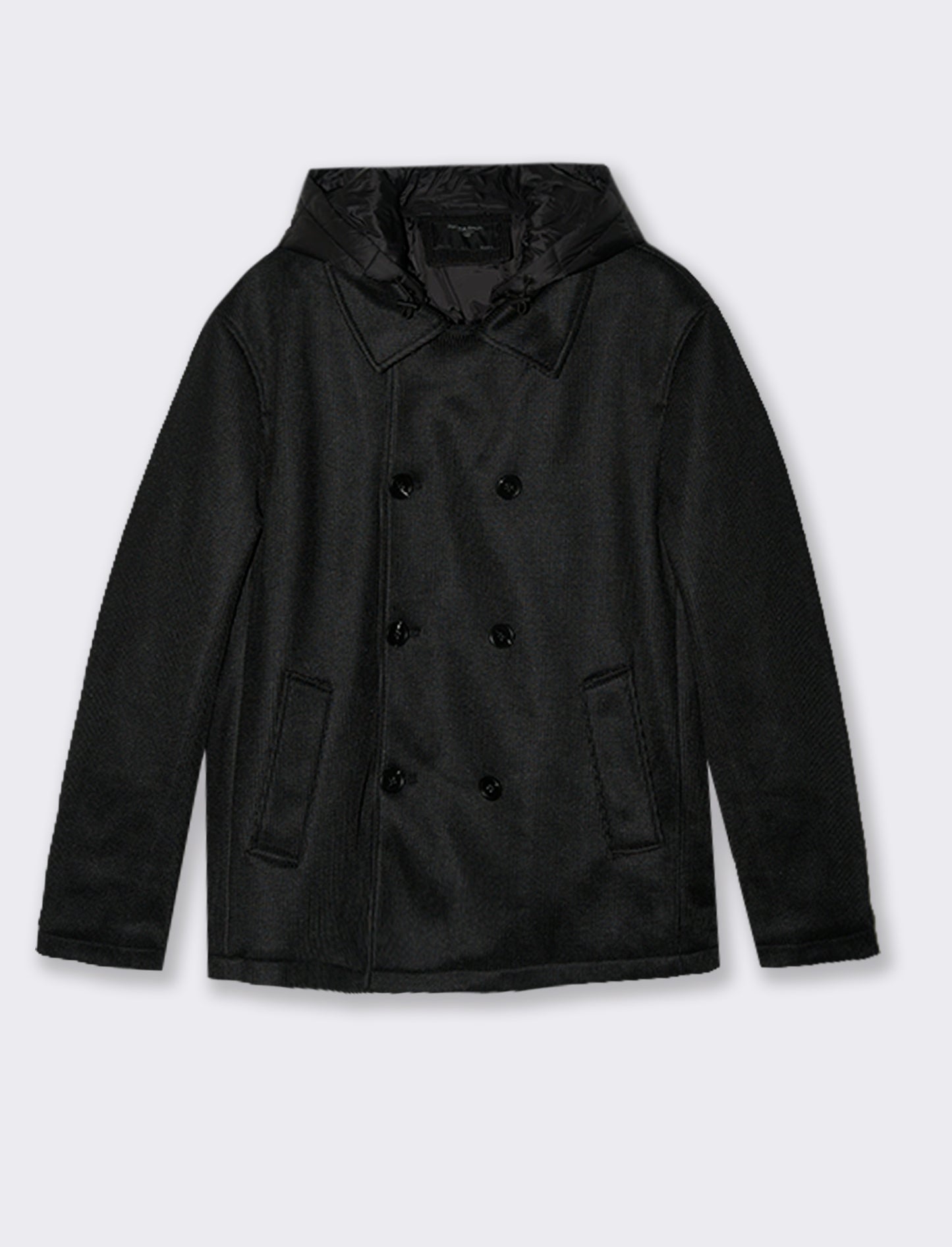 GIACCONE IN MAGLIA DOPPIO PETTO CON CAPPUCCIO - Nero
