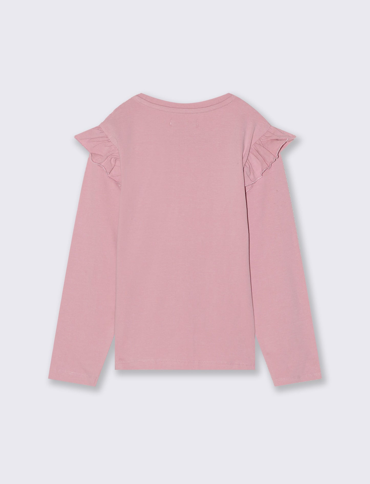 T-shirt da bambina manica lunga con stampa e paillettes. - Rosa