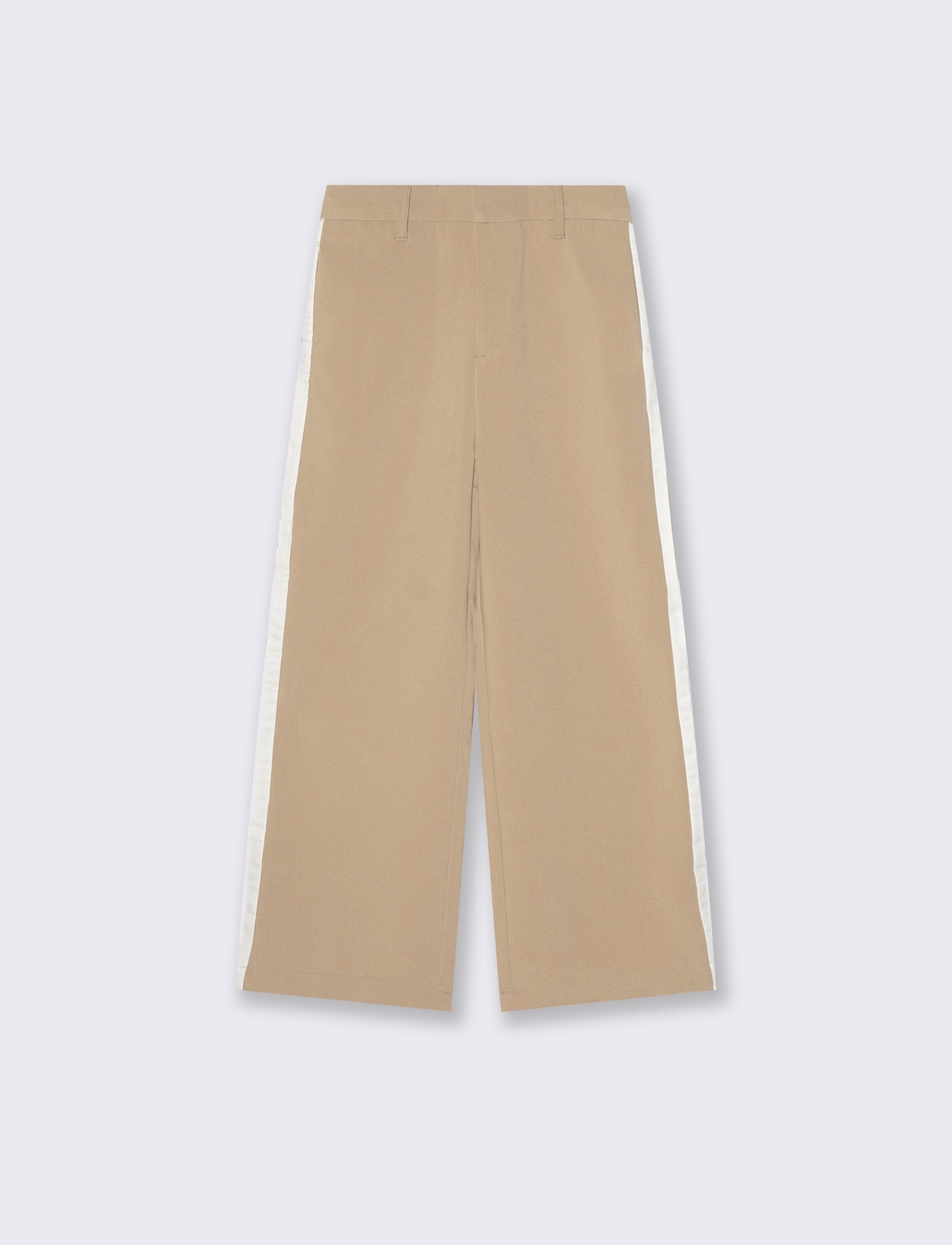 Pantaloni da bambina con bandine laterali a contrasto. - Beige