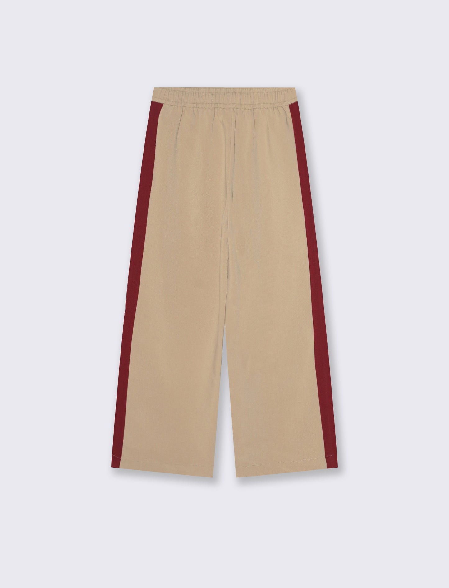 Pantaloni da bambina con bandine laterali a contrasto. - Beige