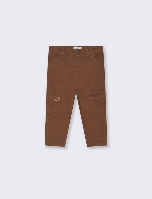 Pantaloni in twill con tasconi - Marrone