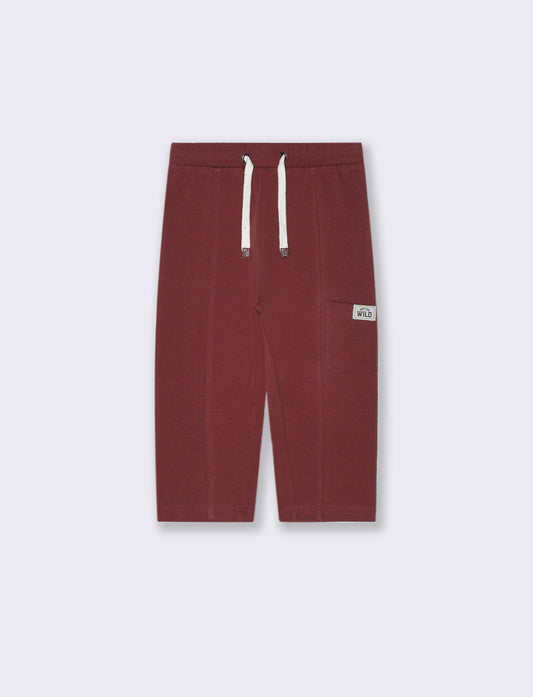 Jogger con tasca ed etichetta - Bordeaux