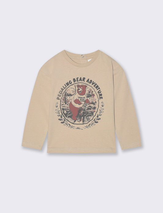 T shirt con patch applicato - Beige