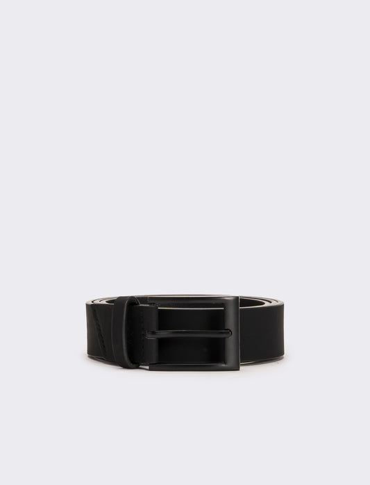 Cintura uomo casual fibbia nera opaca - Nero