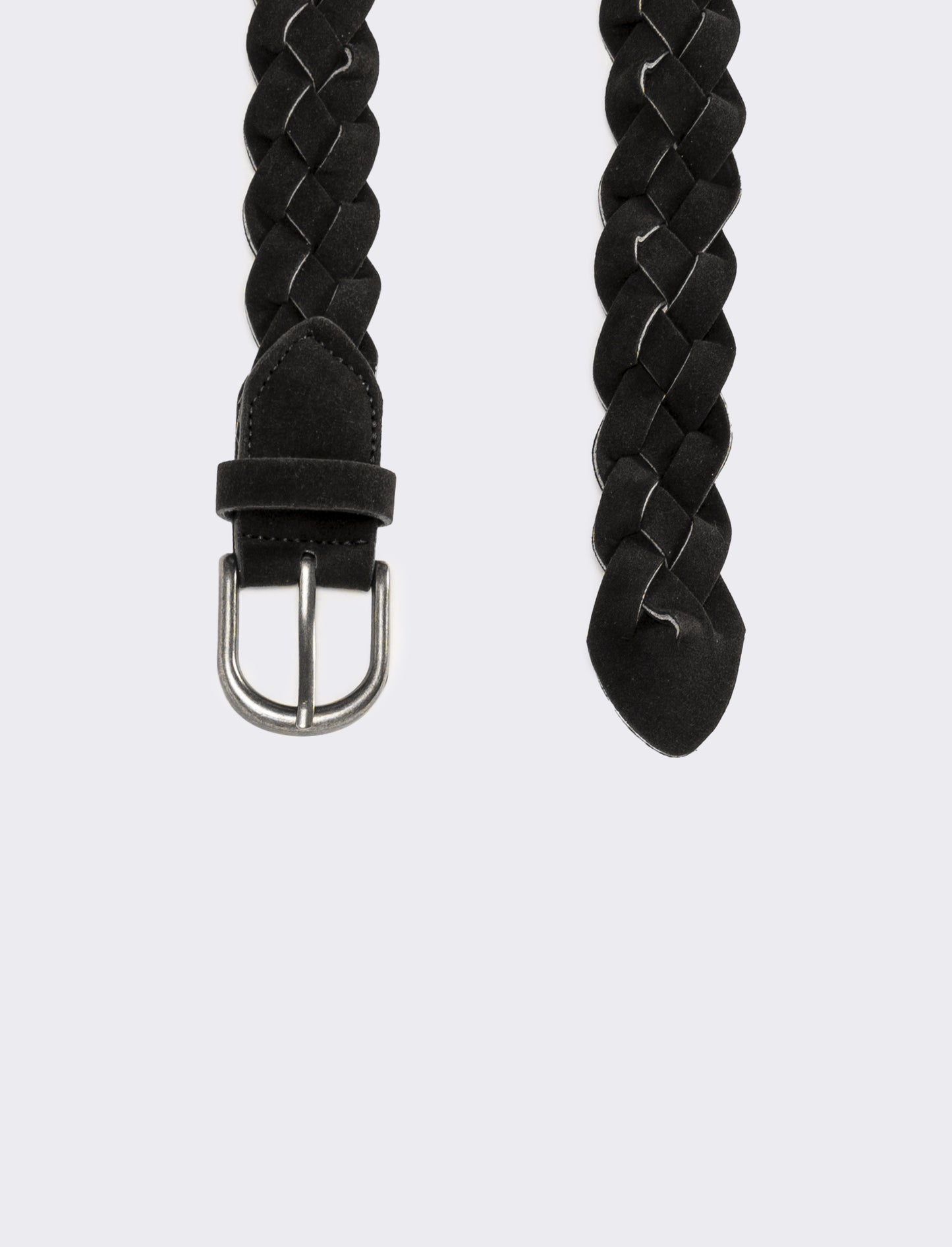 Cintura uomo intrecciata in suede - Nero