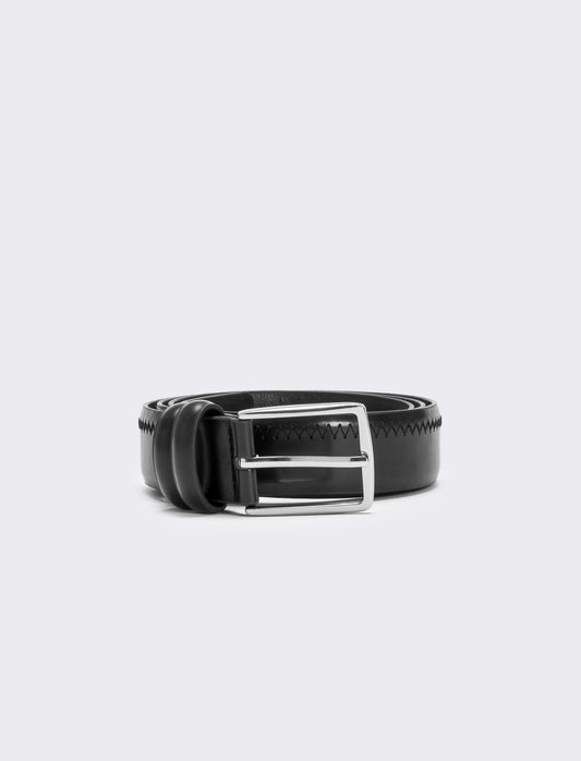 Cintura uomo zig zag con 2 passanti h 3,5 cm - Nero